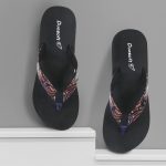 DOCTOR WALK Women's Paisley Print Flip Flops, Black Platform Sandals, Comfort Thong Slippers - Image 2