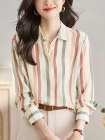 SheWill Women’s Orange Landscape Print Crepe Shirt – Stylish Western Long Shirt with Spread Collar| Shirt for Women Stylish Western | Long Shirt for Women - Image 4