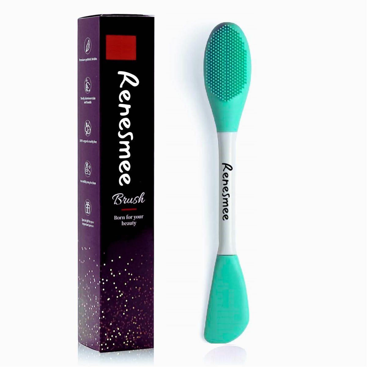 RENESMEE Silicone Brushes, Double-Ended Silicone Face Mask Brush, Facial Cleansing Brush, Premium Soft Facial Masks Other Skin Care Applicator Tool for Cream, Body Lotion, Moisturizer