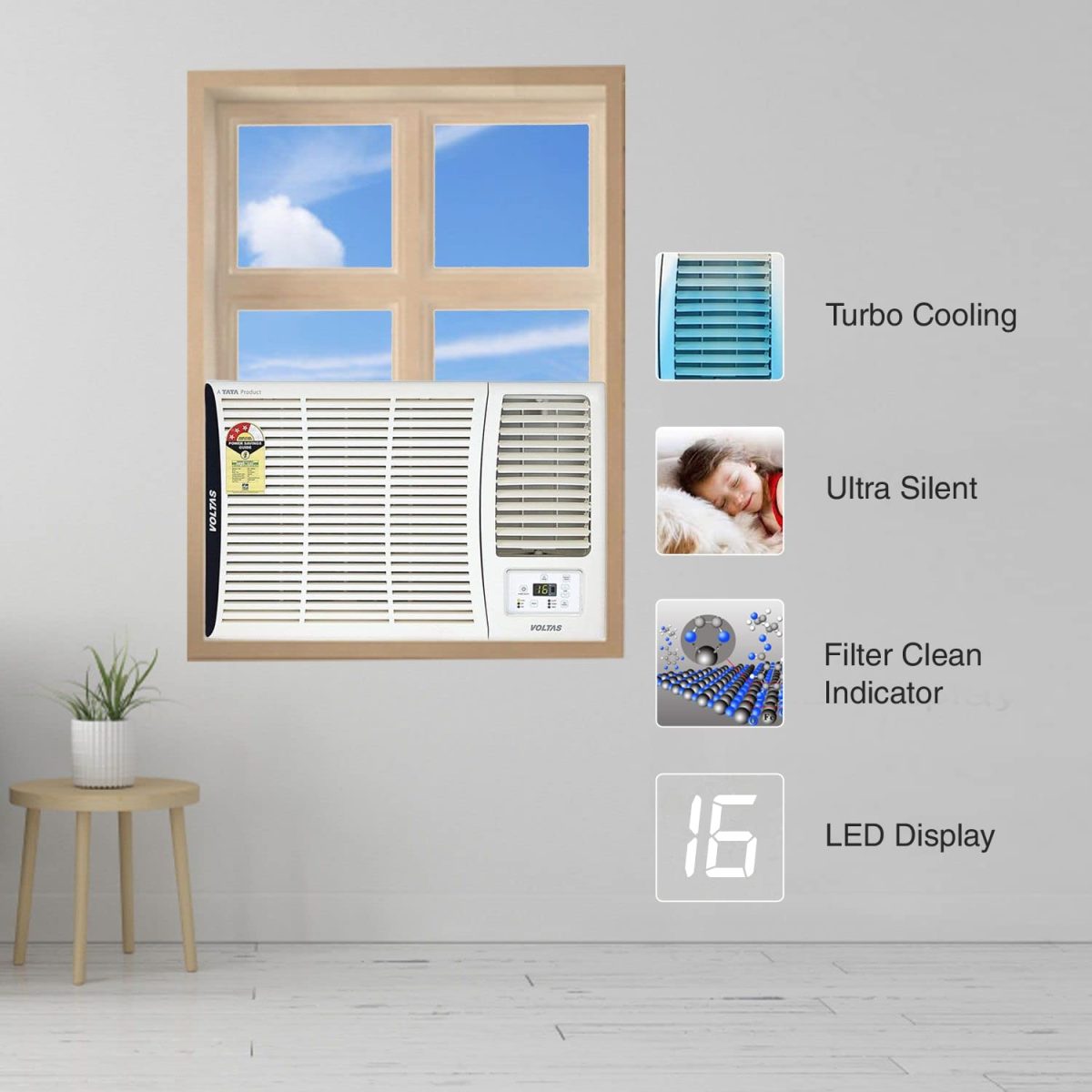 Voltas 1.5 Ton 3 Star, Fixed Speed Window AC (Copper, Turbo Mode, 183 Vectra Elite, White) - Image 4