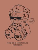 JUNEBERRY® 100% Pure Cotton Oversized Loose Baggy Fit Drop Shoulder Half Sleeve Round Neck Cool Front Teddy Printed Cork & White T-Shirt for Women/Girls (Available in from S to 2XL)