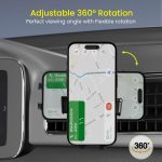 Portronics Clamp Z Car Phone Holder Stand with 360 Degree Rotation, AC Vent Mount, Strong Grip, Single Hand Use, Shockproof Build, Mobile Stand for Car (Black) - Image 5