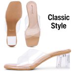 TRASE Transparent Cross Strap Block Heels for Women Stylish | Fashionable Heel Sandals for Girls | Elegant & Formal Footwear - Image 4