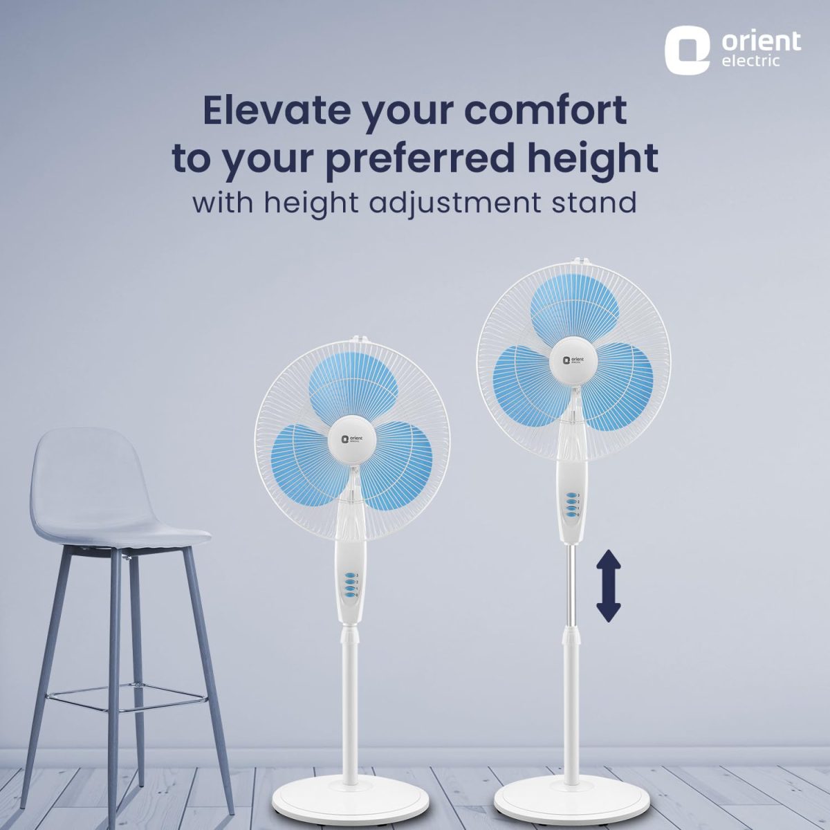 Orient Electric Stand-82 400 MM Oscillating Pedestal Fans | Stand Fan with Tilt Mechanism | High Air Delivery | Aesthetic Design with Telescopic Arrangement | 2 Year Warranty by Orient, Sky Blue - Image 4