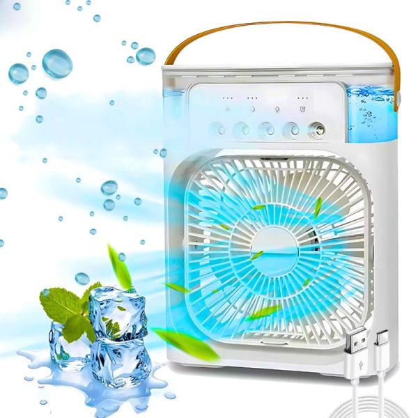 Drumstone 𝟏𝟓 𝐘𝐞𝐚𝐫𝐬 𝐖𝐚𝐫𝐫𝐚𝐧𝐭𝐲 Personal Air Cooler, Portable Air Conditioner Fan, Mini Evaporative Cooler with 7 Colors LED Light, 1/2/3 H Timer, 3 Wind Speeds and 3 Spray _Multicolor