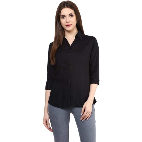 Leriya Fashion Women Crepe Solid Regular Fit Long Tops Oversized Shirt
