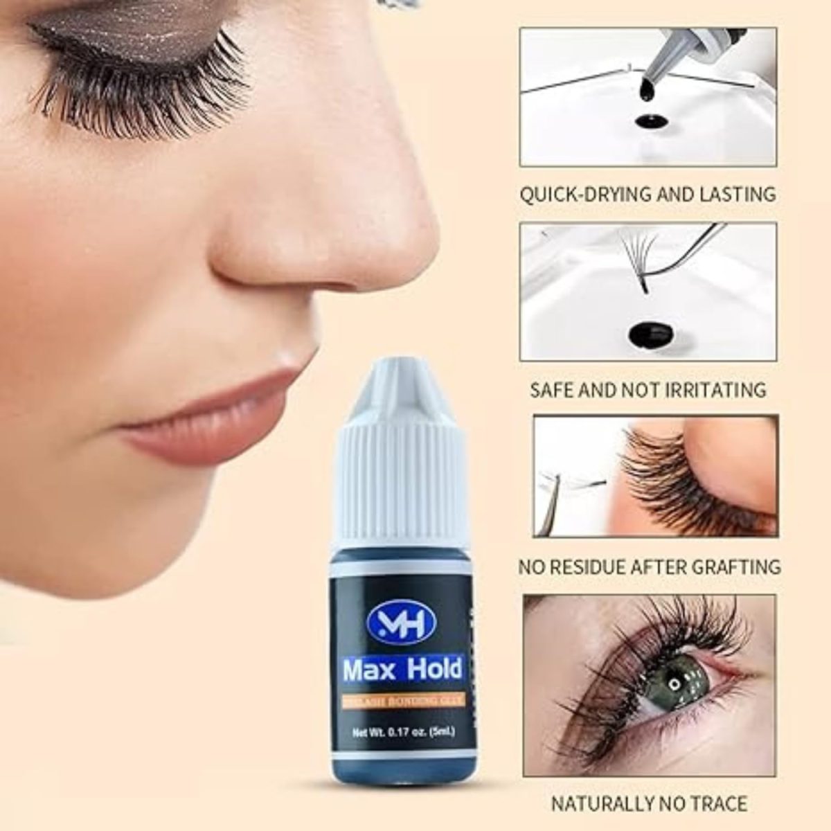 Max Hold Extra Strong Eye Lash Glue - 7 Weeks Maximum Bonding- Use Only Black Adhesive Extension Supplies| Drying in 1-2 Second - Image 4