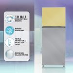 Haier 328 L, 3 Star, Convertible 10-in-1, Triple Inverter & Fan Motor Technology, Frost Free Double Door Refrigerator (HRF-3783YGG-P, Yellow Grey Glass) - Image 3