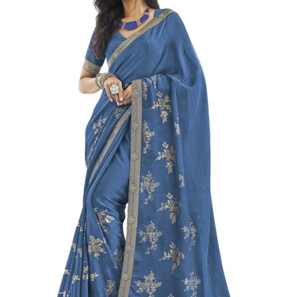 Laxmipati Sarees Women's Plain Chiffon Saree (8142_Grey)