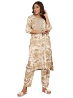 Varanga Women Thread Embroidered Yoke Floral Printed Kurta with Trouser