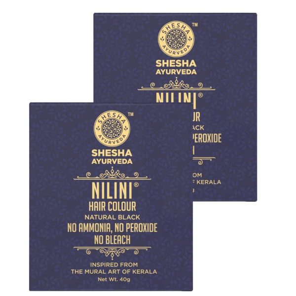 SHESHA AYURVEDA Combo Of Ayurveda Nilini Hair Colour - 100% Ayurvedic, No Ammonia, No Bleach,No Peroxides, Natural Black Colour - 40G Pack Of 2 (Black)