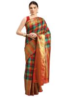 Amazon Brand - Anarva Women's Silk Kanjivaram Color Block Checks Saree