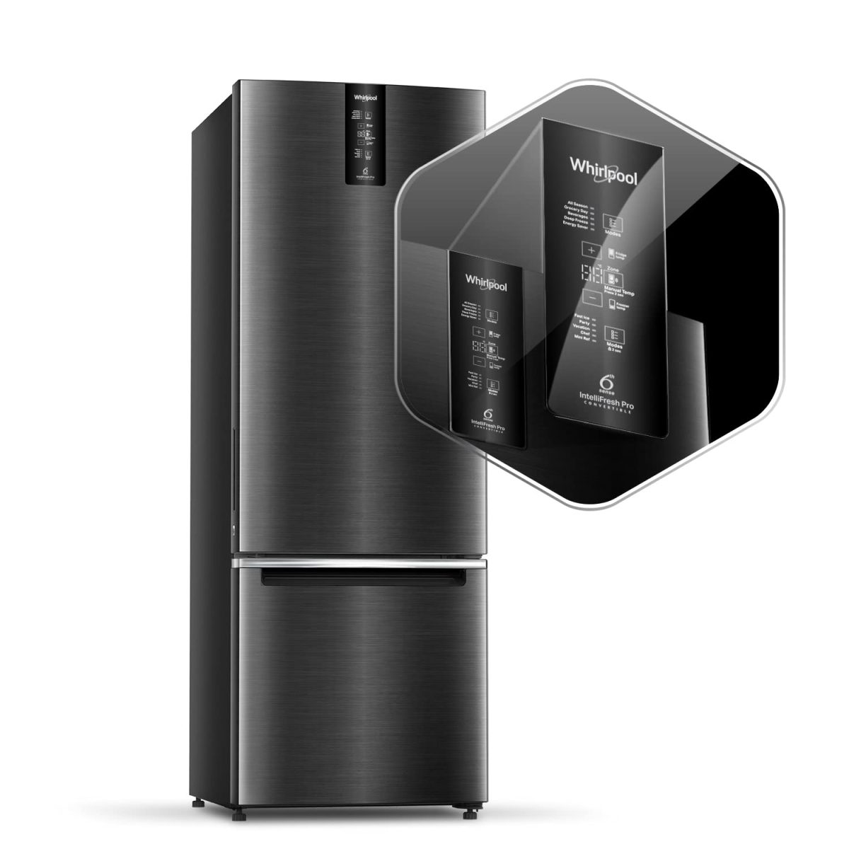 Whirlpool 312 L 3 Star IntelliFresh Convertible Inverter Frost Free Double Door Refrigerator (IFPRO BM INV CNV 370 Steel onyx-Z, 3s) - Image 3