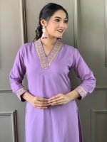 Naixa Women's Rayon Embroidered Straight Kurta with Pant and Dupatta Sets (NX-450) - Image 9