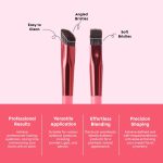 Gleva Multi-Function Eyebrow Brush, Professional Realistic Eyebrow Brush, Square Angled Eyeliner Eyebrow Brush, Stroke Brow Stamp Brush, Filling & Shaping Eyebrows Enhancers Brush (Pink) - Image 4