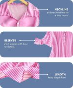 Leriya Fashion Striped Shirt Style Mini Dress for Women | Collared Casual A-Line | Tunic with Tie Sleeves & Front Buttons - Image 5