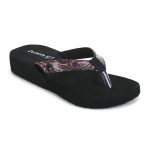 DOCTOR WALK Women's Paisley Print Flip Flops, Black Platform Sandals, Comfort Thong Slippers - Image 5