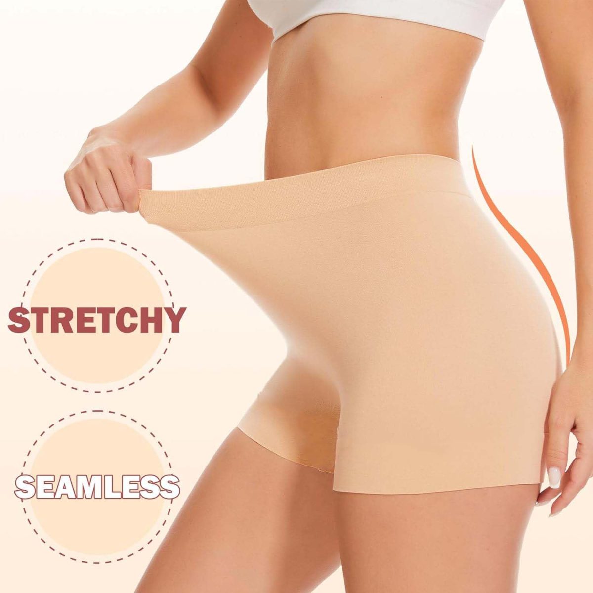 HSR Women's Cotton Ice silk safety pants Mid Waist seamless anti-slip non-curling Shorties/Underskirt Shorts (One size Fit to 30-38 inch) - Image 5
