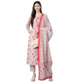 Divena White Floral Printed Kurta Pant Set with Dupatta - Image 7