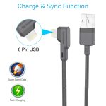 Portronics Konnect L 1.2M Fast Charging 3A 8 Pin USB Cable with Charge & Sync Function for iPhone, iPad (Grey) - Image 2