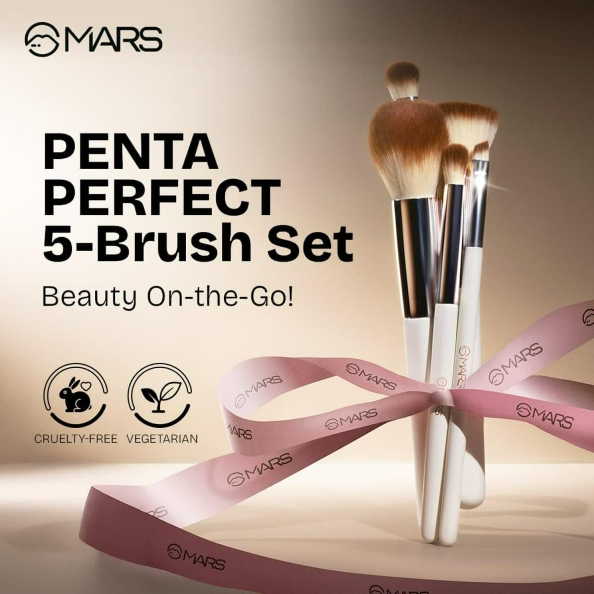 MARS Penta Perfect Set of 5 Makeup Brush Set with Holder | Long-Lasting Soft & Synthetic Bristles | Versatile Use | Precise Application for Face, Eyes & Brows (WHITE) - Image 6