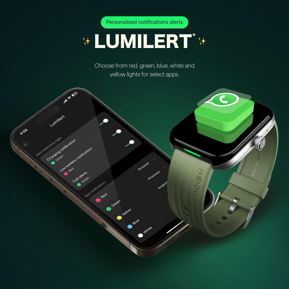 Noise Ultra 3 Luminary with India's 1st Ever Personalised Notification Alerts (Lumilert), 1.96" AMOLED Display, Premium Metallic Dial, Send Upto 5 Emojis (Lumiping), Health Suite (Jet Black) - Image 2