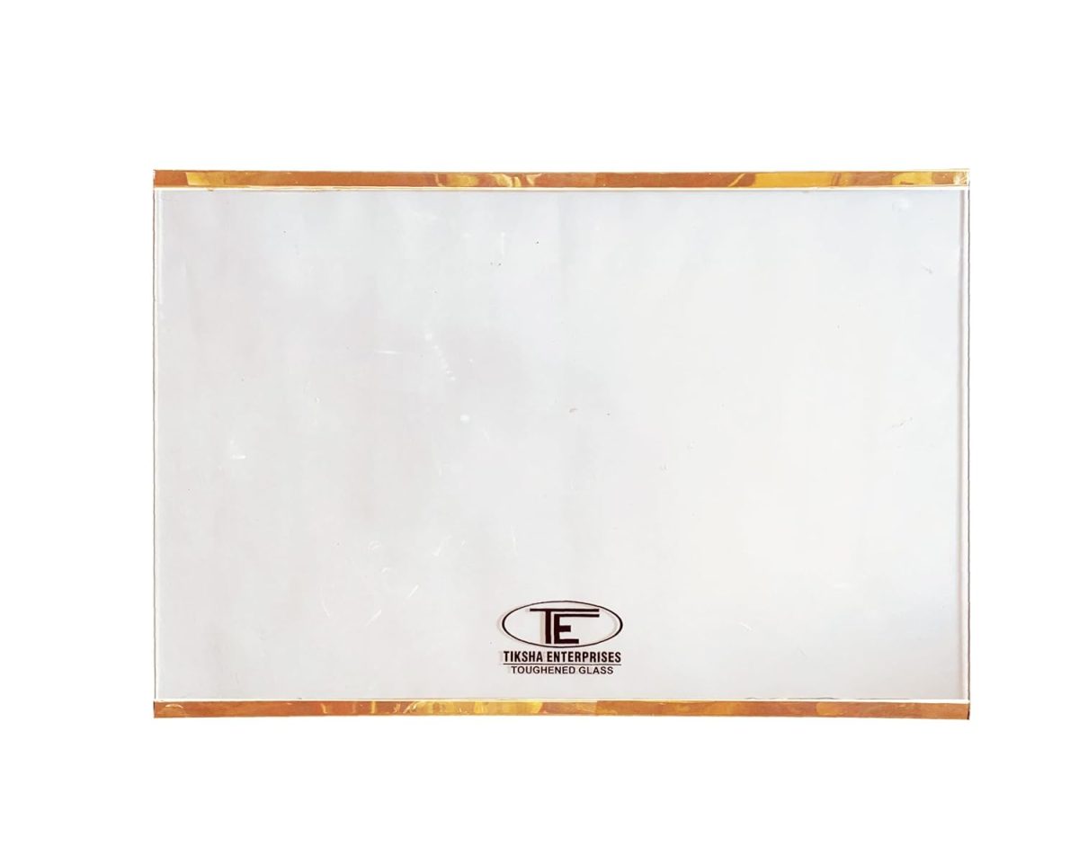 TIKSHA ENTERPRISES TOUGHENED Glass (585=585) 400 MM Compatible for Samsung Double Door Fridge RT 45-47 with Yellow Gold Bidding