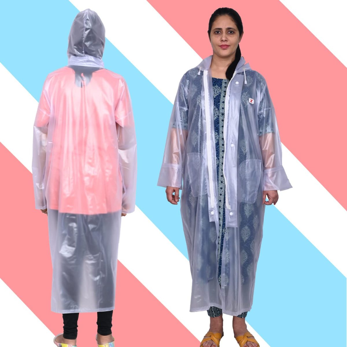 AllExtreme Crystal Women Raincoat with Adjustable Hood Water Resistant Reusable Rainwear for Ladies with Carrying Pouch (XXL) - Image 6