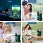 Elevea ( LIMITED STOCK WITH 15 YEARS WARRANTY ) Portable Air Conditioner Cooler, Mini Evaporative Cooler with 7 Colors LED Light, 1/2/3 H Timer, 3 Wind Speeds and 3 Spray Modes for Your Desk-Green - Image 4