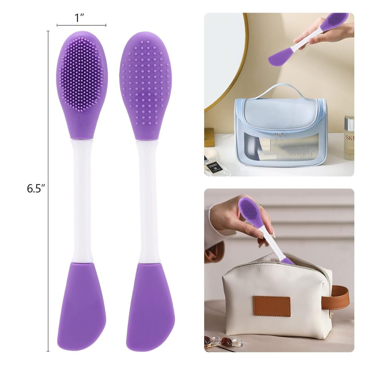 Kotinax Silicone Face Mask Applicator, Oval Brush & Wand for Mud, Charcoal, Clay Masks, Soft Makeup Beauty Tool (2 Packs, Multicolor) - Image 5