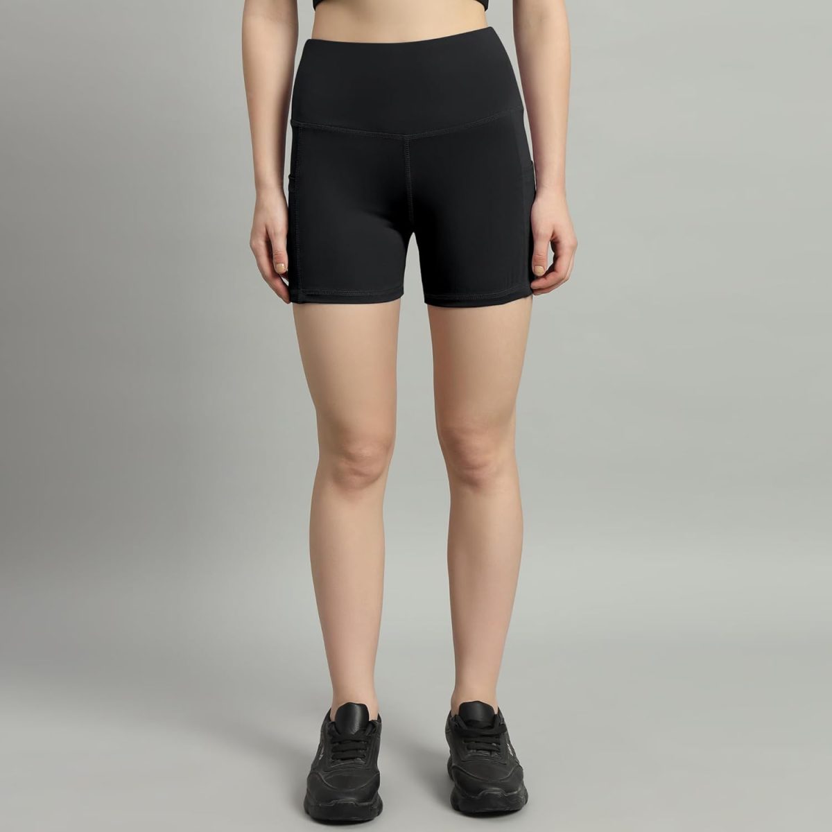Mehrang High Waist Workout Shorts for Women, Midnight Sky, Bike Shorts with Elastic Waistband and Pockets, - Image 5