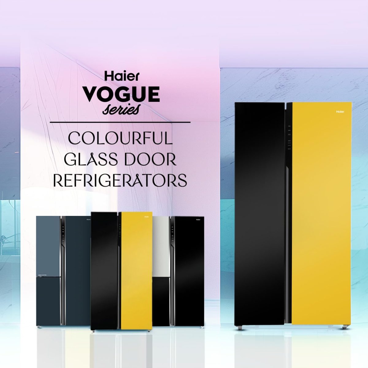 Haier 602L, 3-Star, Vogue 100% Convertible Fridge Space, Expert Inverter 2-Door Side by Side Refrigerator, (HRS-682KYG, Black Yellow Glass) - Image 2