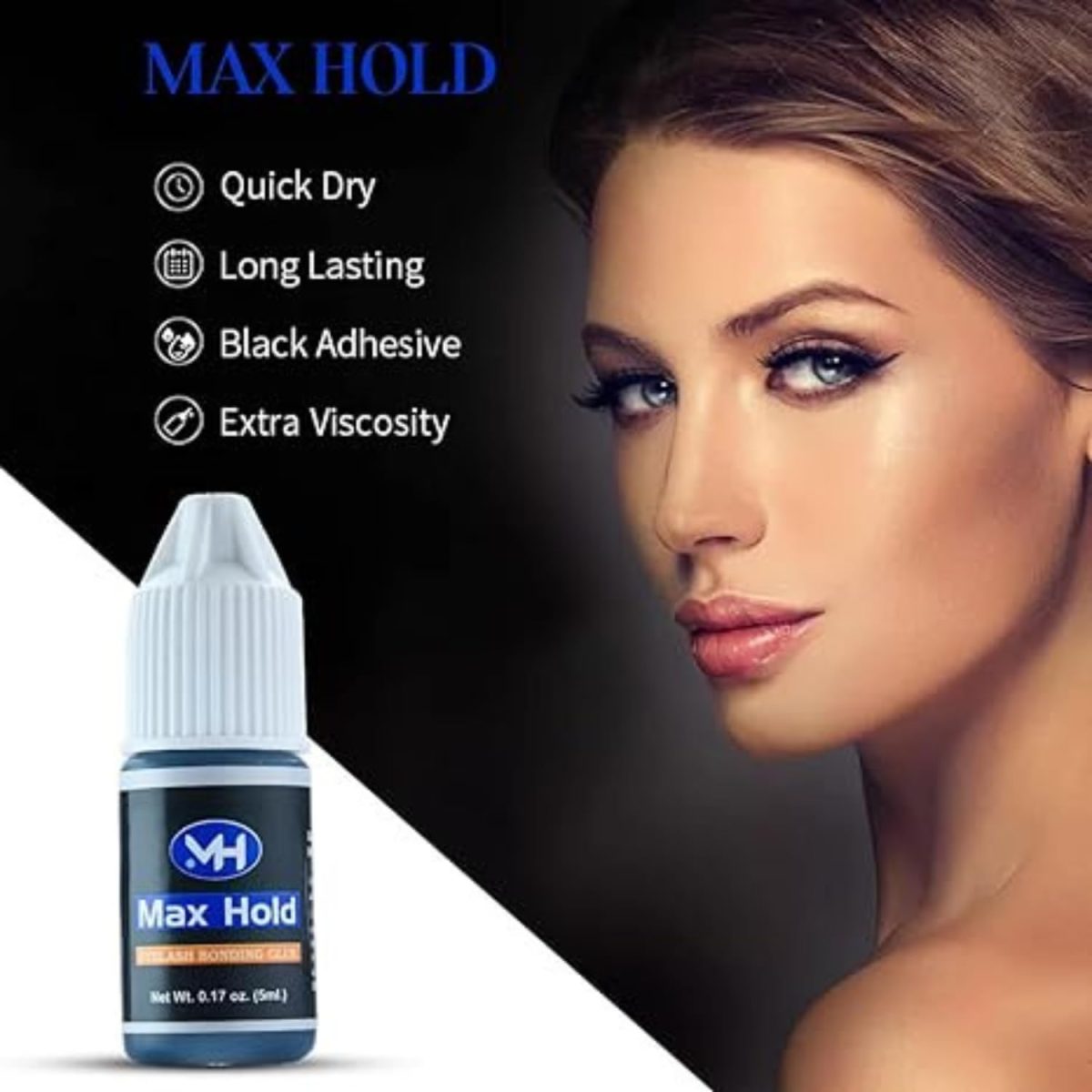 Max Hold Extra Strong Eye Lash Glue - 7 Weeks Maximum Bonding- Use Only Black Adhesive Extension Supplies| Drying in 1-2 Second - Image 2