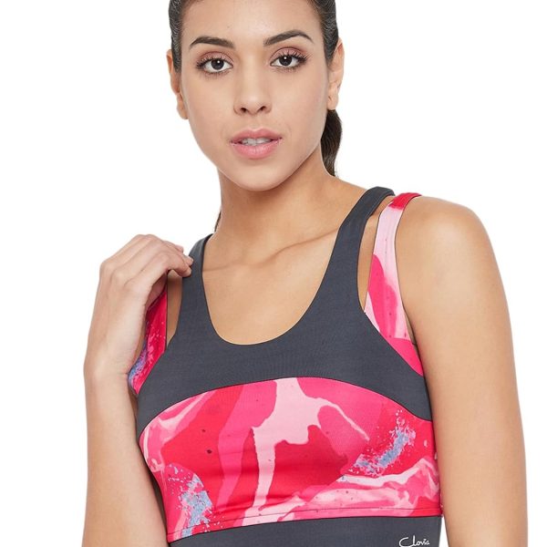 Clovia Women's Padded Wirefree Medium Impact Full Cup Sports Bra