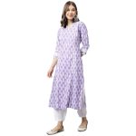 FIORRA Women's Light Purple Cotton A-Line Kurta with Pant - Image 4