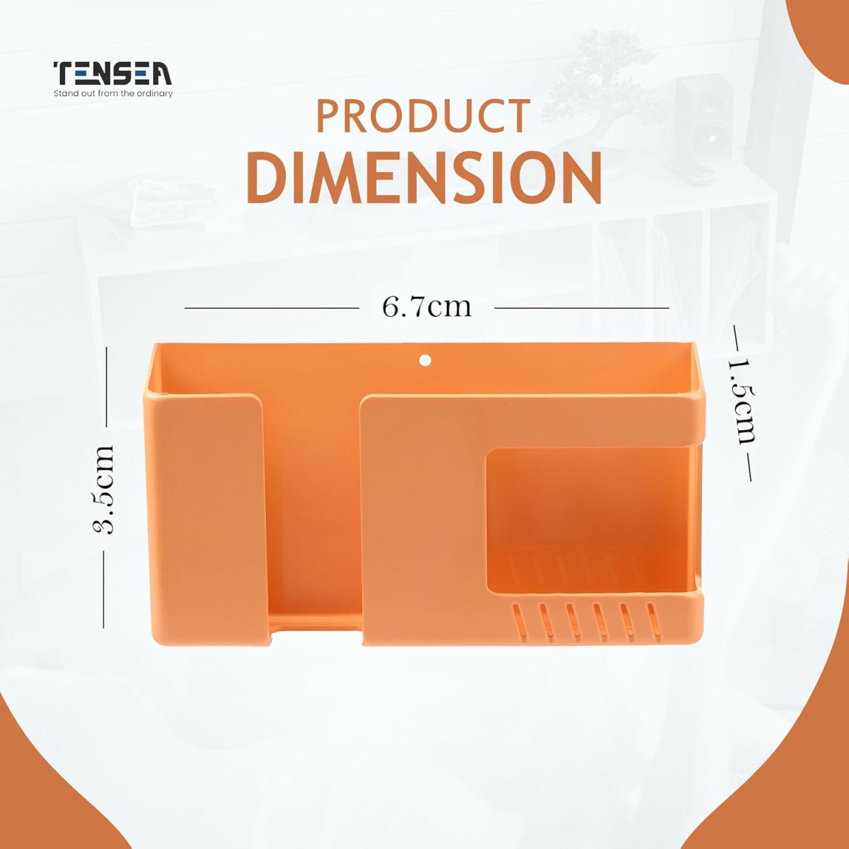 Tensea® Multifunctional Wall Mounted Mobile Holder with Remote Control Storage, Key Hanger & Pen Organizer Self-Adhesive, Space Saving Accessories for Every Room (Black) - Image 5