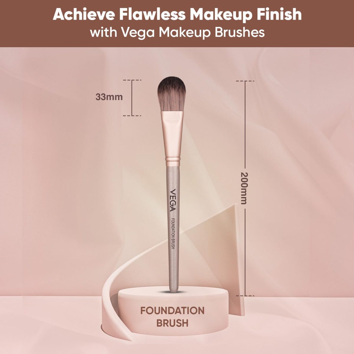 Vega Foundation Brush for Smooth Blending Makeup, Foundation Blender Makeup Brush, Full Coverage Seamless Looking Finish & Even Coverage Make up Brush, (MBN-01) - Image 2
