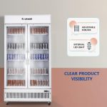 ROCKWELL 739Ltr, Double Glass Door Visi Cooler, Internal LED, 4 Year Warranty, Dynamic Cooling (RVC950C, White) - Image 5