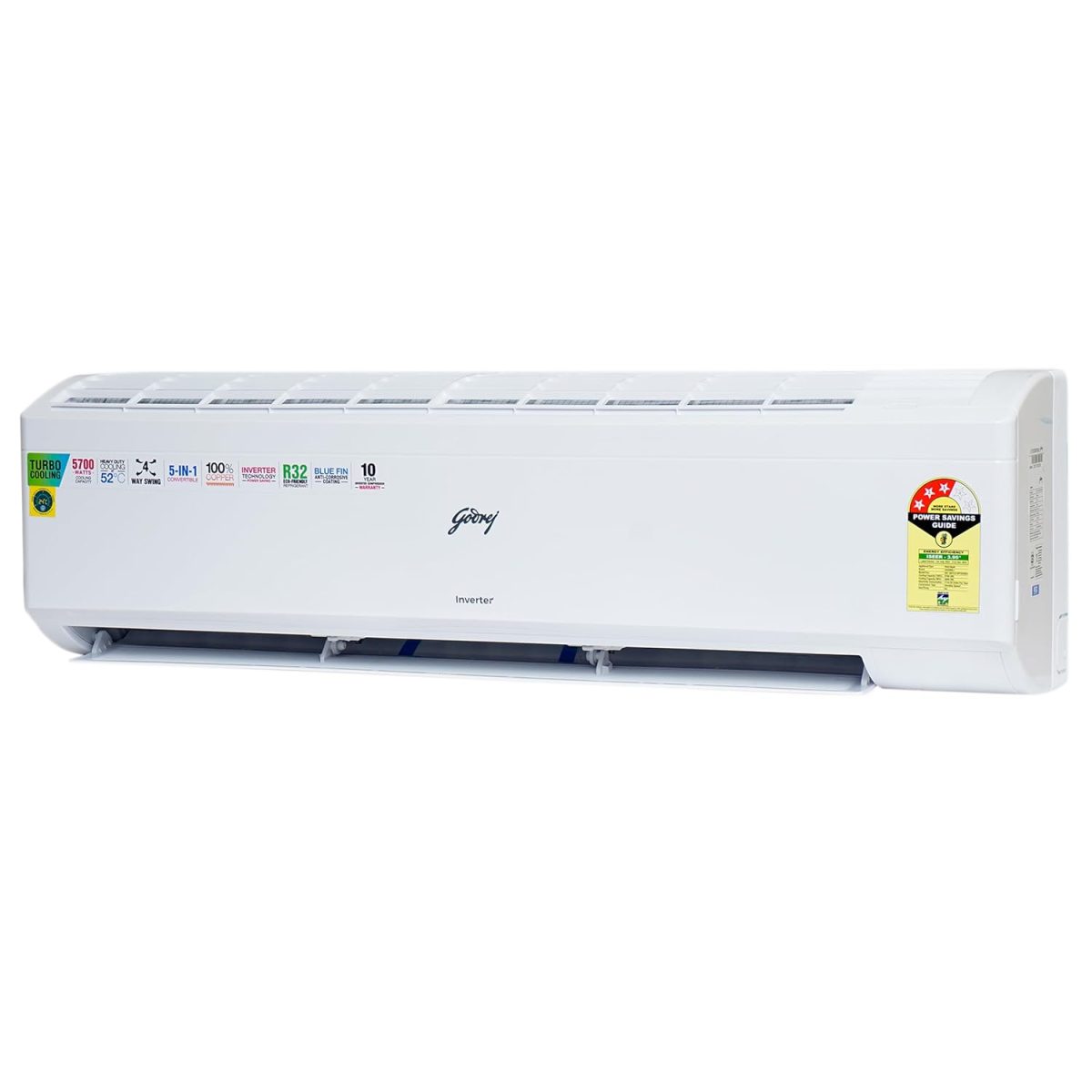Godrej 1.7 Ton 3 Star, 5-In-1 Convertible Cooling, Inverter Split AC (Copper, Turbo Cooling at 52°C, 2024 Model, SIC 20ITC3-WYS, White) - Image 4