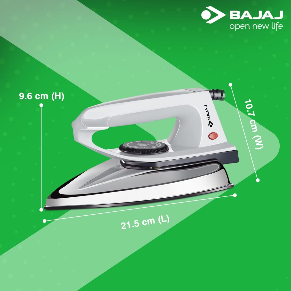 Bajaj DX 2 600-Watt Light Weight Dry Iron | Non-Stick Coated Soleplate | Anti-Bacterial Coating | 180 Degree Swivel Cord | Cool Touch Handle | 2-Yrs Warranty 【Grey】 - Image 7
