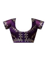 Satrani Women's Tissue Silk Sequence Embroidery Work Scalloped Border Saree with Unstitched Blouse Piece - Image 6