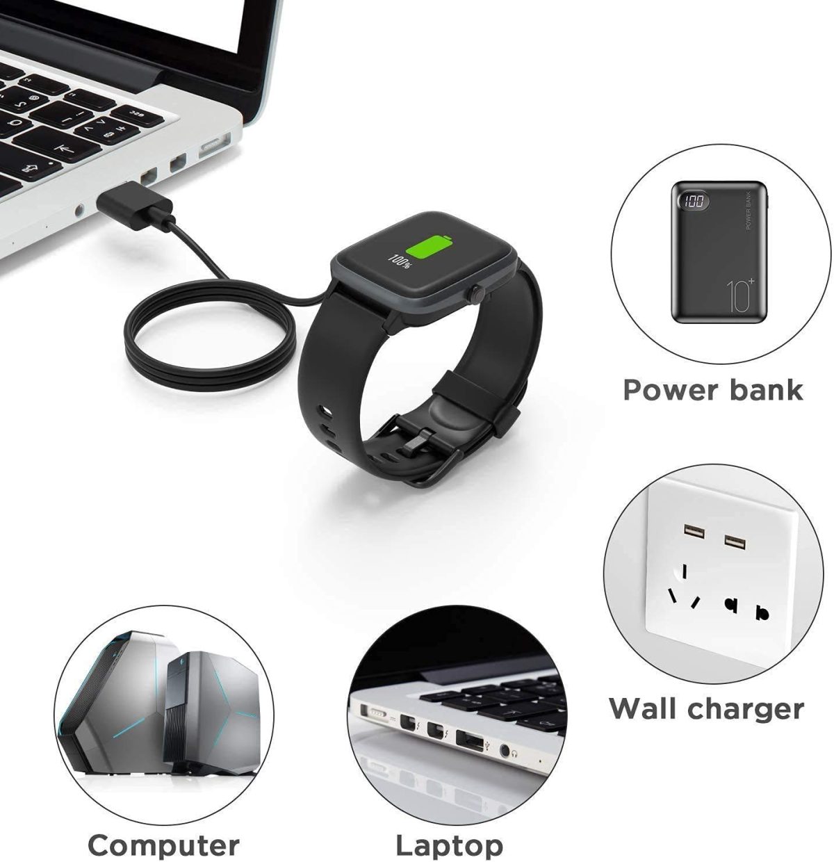 FIRE BOLTT Invincible 4 Pin USB Fast Charger Magnetic Charging Cable Adapter for Firebolt Thunder watch & Firebolt Talk Smartwatch only,Black - Image 3