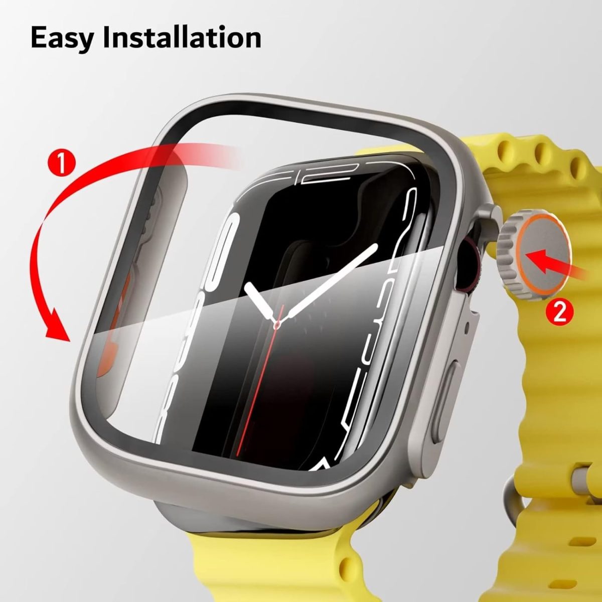 VEMIGON Tough PC Case Compatible with Apple Watch Series 9/8/7 45mm, Change to Ultra Look Cover, Converter Case Bumper Upgrade to Ultra 2/1 Apperance with Screen Protector for iWatch 9, 8 and 7 (45mm) - Image 4