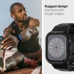 Spigen Rugged Armor Pro Case with Strap for Apple Watch Series 9 45mm, Apple Watch Series 8/7 45mm, SE2/6/SE/5/4 44mm - Black - Image 5