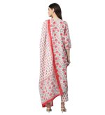 Divena White Floral Printed Kurta Pant Set with Dupatta - Image 6