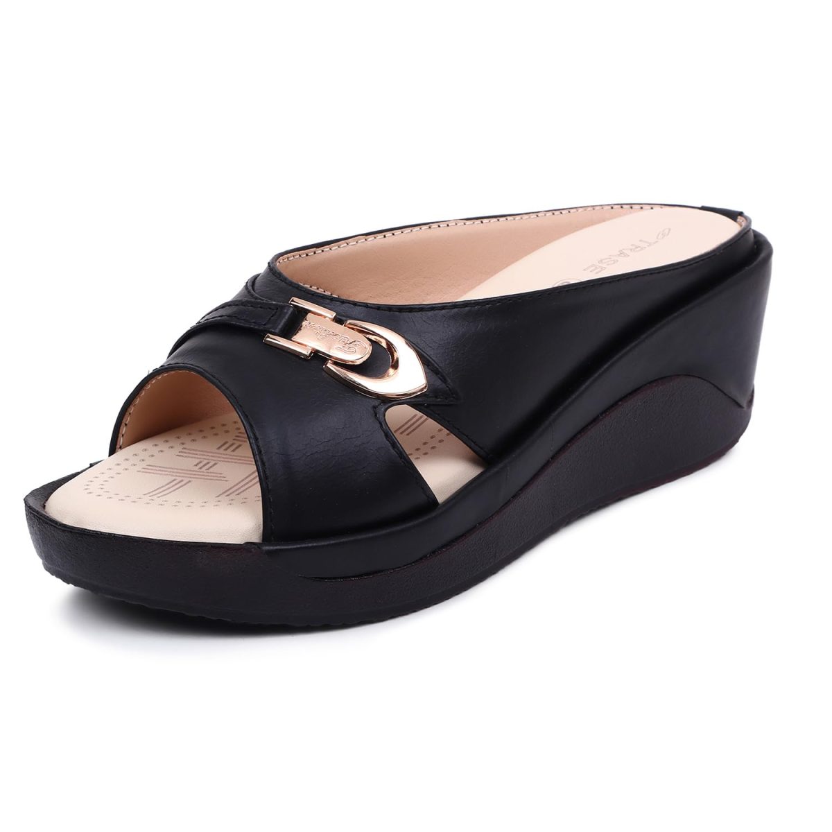 TRASE Women's Fashion Sandal, Faux Leather, Comfortable and Stylish Wedges| Soft Cushion Footbed For Women & Girls | For Casual Wear & Formal Wear Occasions 2.5 inches heel
