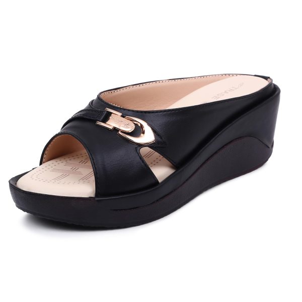 TRASE Women's Fashion Sandal, Faux Leather, Comfortable and Stylish Wedges| Soft Cushion Footbed For Women & Girls | For Casual Wear & Formal Wear Occasions 2.5 inches heel