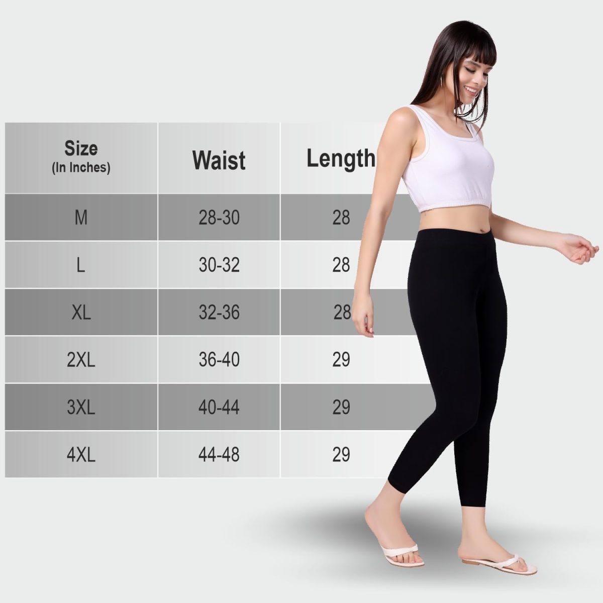 TRASA Tailored Cut & Classic Fit Stretchable Cotton Fabric Mid-Rise Skinny Fit High Ankle Length/Cropped Length Leggings for Women, Available Size - M, L, XL, 2XL, 3XL, 4XL, 5XL - Image 3
