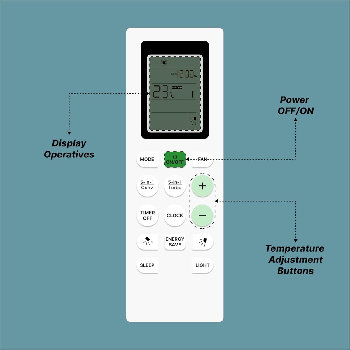 ZIEVA Compatible with Bluestar AC Remote Replacement for 1, 1.5, 2 ton Split/Window Air Conditioner - Please Match The Original Remote (AC 226 B) - Image 7