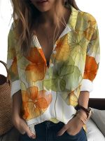 Gufrina Women's Floral Printed Button Down Western Shirt with Collar Neck and Rolled-Up Long Sleeves in Relaxed Fit - Image 3